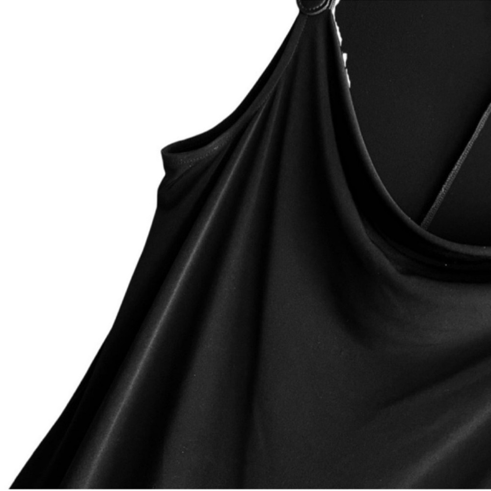 Michael Kors Draped Neck Dress Leather shoulder Straps Black Size L - Picture 6 of 9